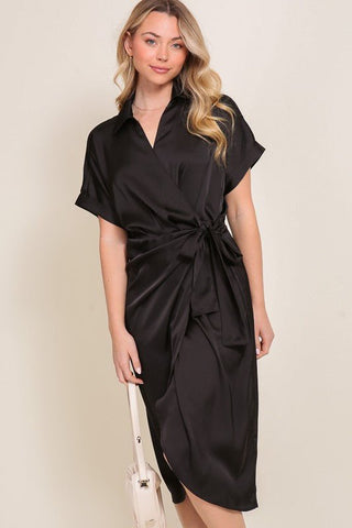 Satin Wrap Dress from Midi Dresses collection you can buy now from Fashion And Icon online shop