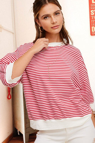 Striped Crew Neck Tee from Blouses collection you can buy now from Fashion And Icon online shop