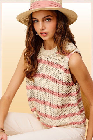 Striped Knit Vest from Knit Vests collection you can buy now from Fashion And Icon online shop