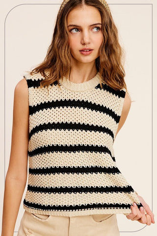 Striped Knit Vest from Knit Vests collection you can buy now from Fashion And Icon online shop