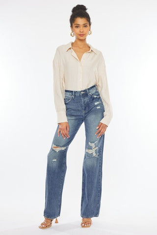 Ultra High-Rise Distressed 90s Flare from collection you can buy now from Fashion And Icon online shop