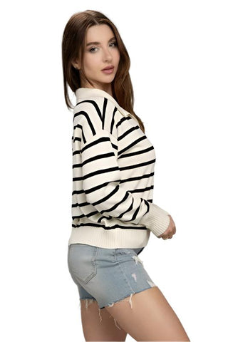 V Neck Striped Sweater from Sweaters collection you can buy now from Fashion And Icon online shop