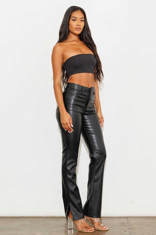 Leather flare pants | boohoo US
